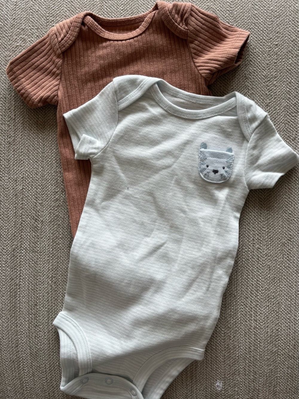 Carter's 2-Pack Baby Onesies in Terracotta and Light Blue